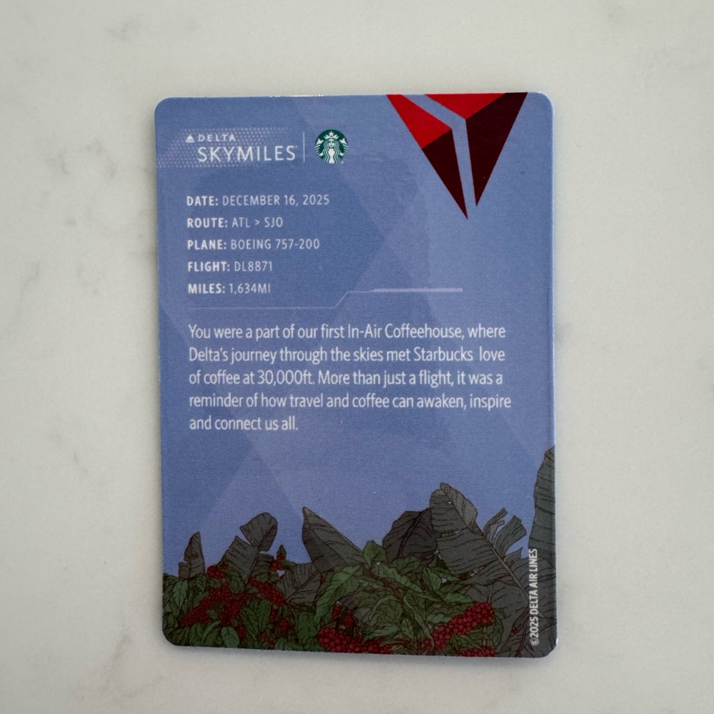 Delta In-Air Coffeehouse Experience Trading Card - Picture 2 of 5